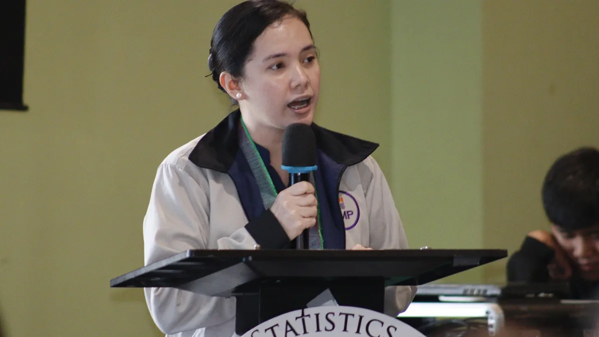 FISHERIES GROWTH & SUSTAINABILITY. Stephanie C. Tomarong, officer-in-charge of the Bureau of Fisheries and Aquatic Resources Region 10 (BFAR-10) Planning, Monitoring, and Evaluation Unit, speaks during a statistical presentation in Cagayan de Oro City. Tomarong outlined priority aquaculture commodities—including bangus, tilapia, and rabbitfish—to help sustain Northern Mindanao’s fish supply following a 12.5 percent surge in total regional fish harvest. (Photo courtesy of PSA-10)