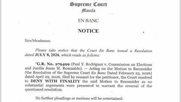 FINAL RESOLUTION. The Supreme Court En Banc has denied with finality the motion for reconsideration in G.R. No. 279499, ordering an immediate entry of judgment regarding the Camiguin disqualification case. (Photo courtesy of the Supreme Court)