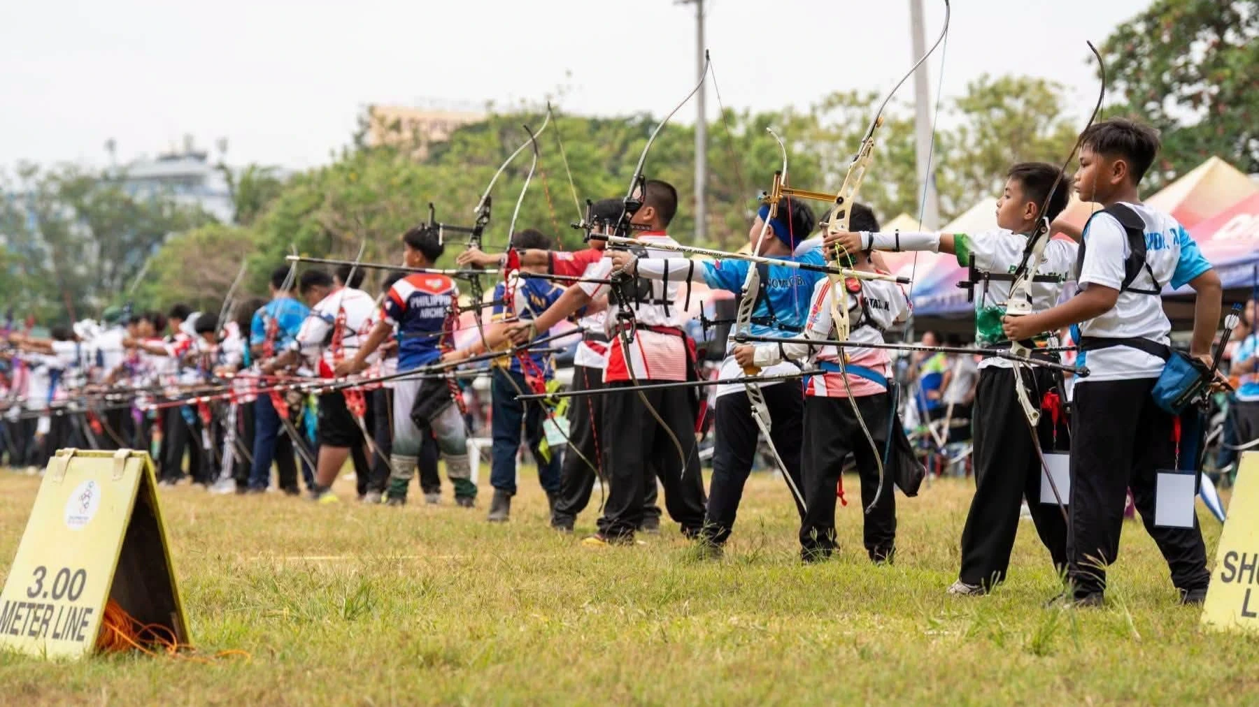 GRASSROOTS ATHLETE DEVELOPMENT: Young competitors take aim along the shooting line during the World Archery Philippines Regional Championships in Davao City. (Photo courtesy of MinDA-10)