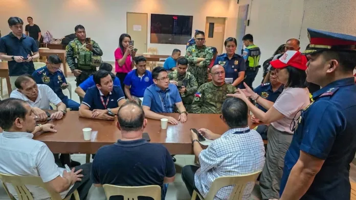 SAFETY CHECK. Zamboanga City government officials hold a coordinating meeting following the shooting incident involving students at a private school in Barangay Lunzuran, as authorities assess the situation and strengthen school and community safety measures. (Photo courtesy of Zamboanga City Government)