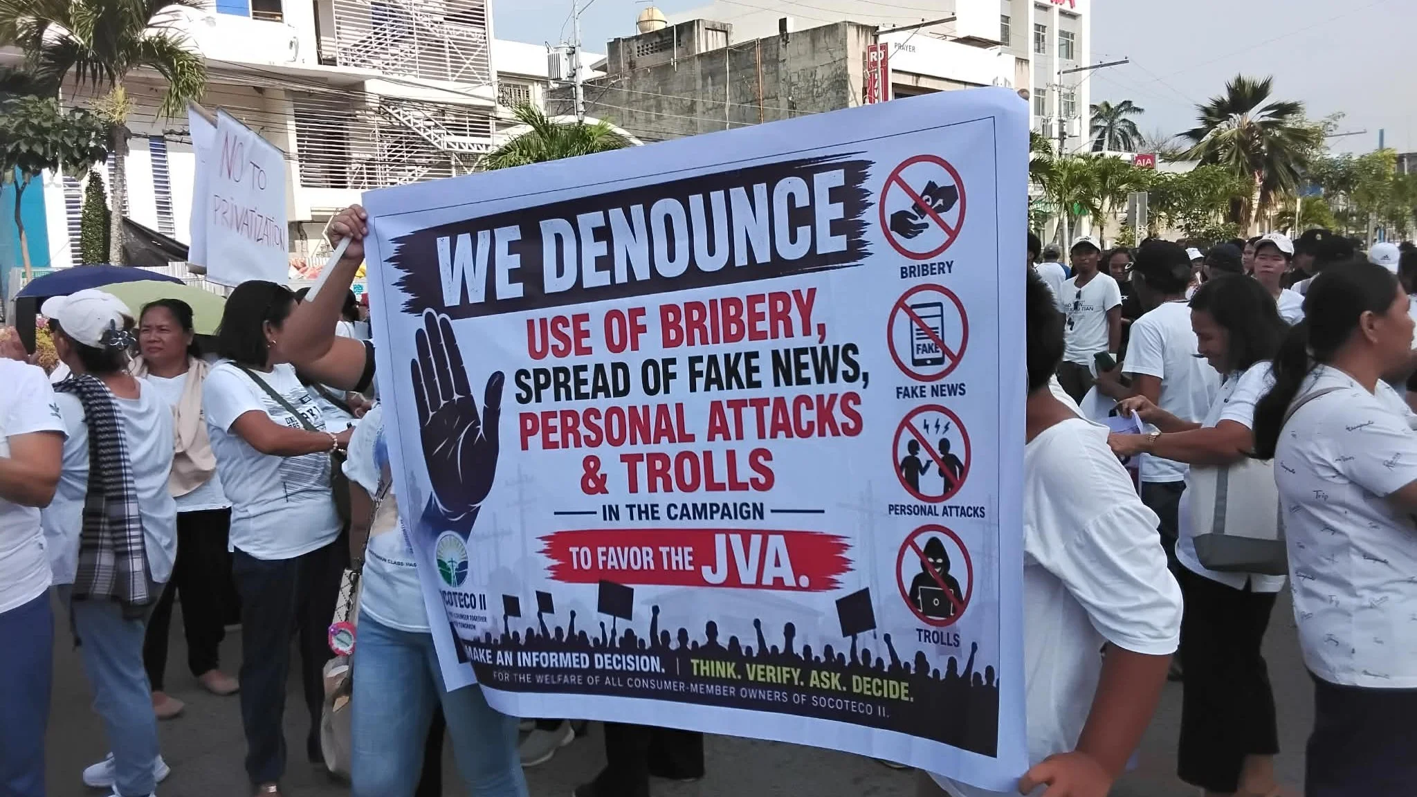 STANDING AGAINST MISINFORMATION: More than 10,000 SOCOTECO II member-consumer-owners file a formal Ombudsman complaint against electric cooperative and NEA officials over a proposed Joint Venture Agreement (JVA). Photo by Pat Pangantihon.