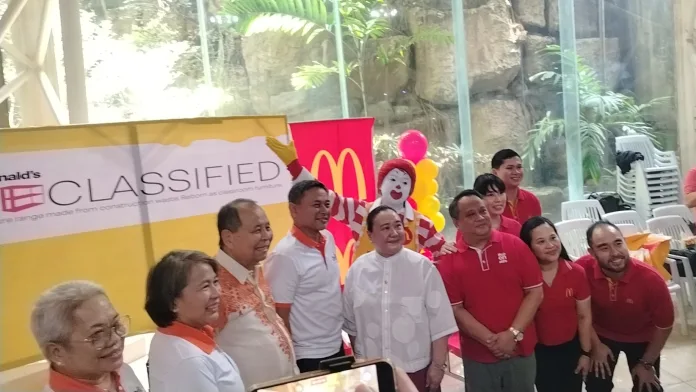 RECYCLED CHAIRS FOR LEARNERS. Education Secretary Sonny Angara joins McDonald’s representatives during the turnover of chairs made from recycled materials for learners at the National Teachers’ Month celebration at Limketkai Atrium in Cagayan de Oro City on September 5. The initiative supports schools while promoting sustainability. (Photo by Shiela Mae Butlig)