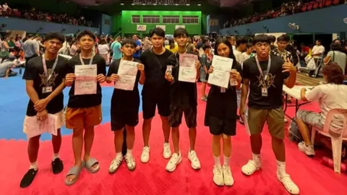 Student-athletes from Merry Child School and Invictus Taekwondo Gym represent Cagayan de Oro at the National Taekwondo Interschool Competition inside Ninoy Aquino Stadium, Manila. Coached by Mac Porras, the squad earned three gold medals and top poomsae finishes. (Supplied Photo)