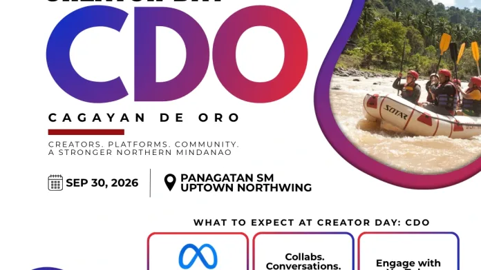 Promotional graphic for Creator Day: CDO 2026 at Panagatan SM Uptown Northwing in Cagayan de Oro City. The Creator and Influencer Council of the Philippines (CICP) and Mindanaoan.com host Meta and YouTube for Creator Week 2026 to empower digital creators across Northern Mindanao. (Graphic courtesy of Creator and Influencer Council of the Philippines / Mindanaoan.com)