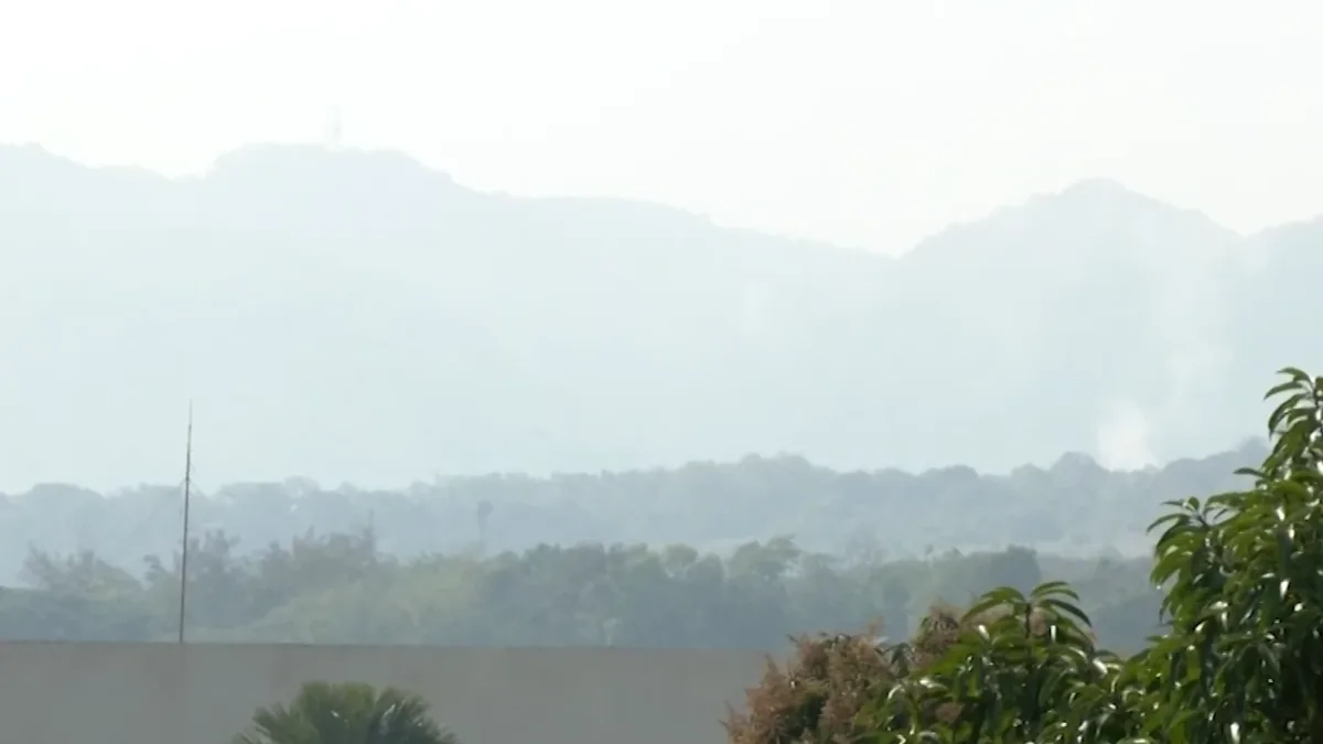 REDUCED VISIBILITY: A thick layer of atmospheric haze obscures the mountain range in Cagayan de Oro. Mayor Erick G. Cañosa issued a public health warning advising residents to limit outdoor activity, wear face masks, and keep doors and windows closed as fine particulate matter affects regional air quality. (Photo screengrabbed from GMA Regional)