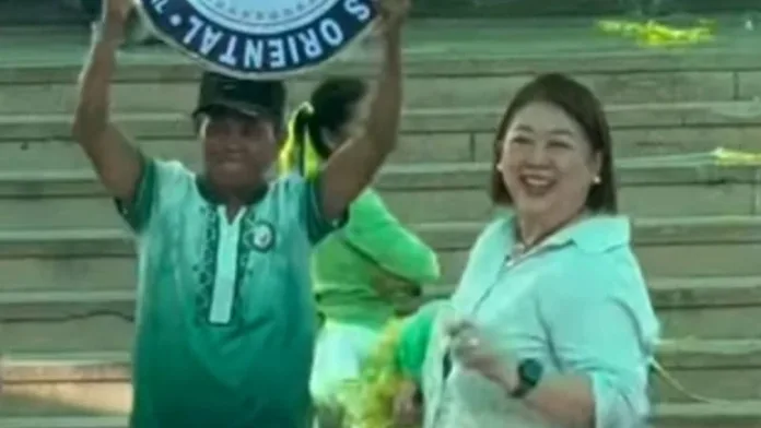 Misamis Oriental Governor Juliette Uy performs with provincial government employees during the Bangon Cheerdance Competition on Monday, September 7, at the Capitol Grounds in Cagayan de Oro City, held as part of the 126th Philippine Civil Service Anniversary celebration. Photo retrieved from the reel.