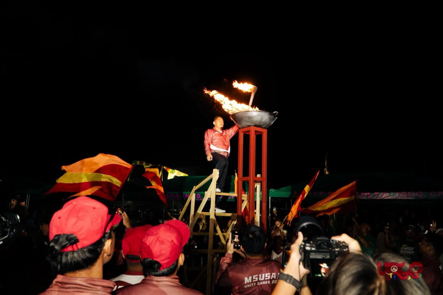 LIGHTING OF THE FLAME. Delegates gathered at the MSU-Main Campus Oval Grounds as the ceremonial lighting of the urn marked the official opening of the MSUSAA Unity Games 2026. Athletes across the MSU System unite in camaraderie and competition to kick off this season's games. Photo Courtesy of MSU opens 2026 Unity Games, marks 65th anniversary in Marawi