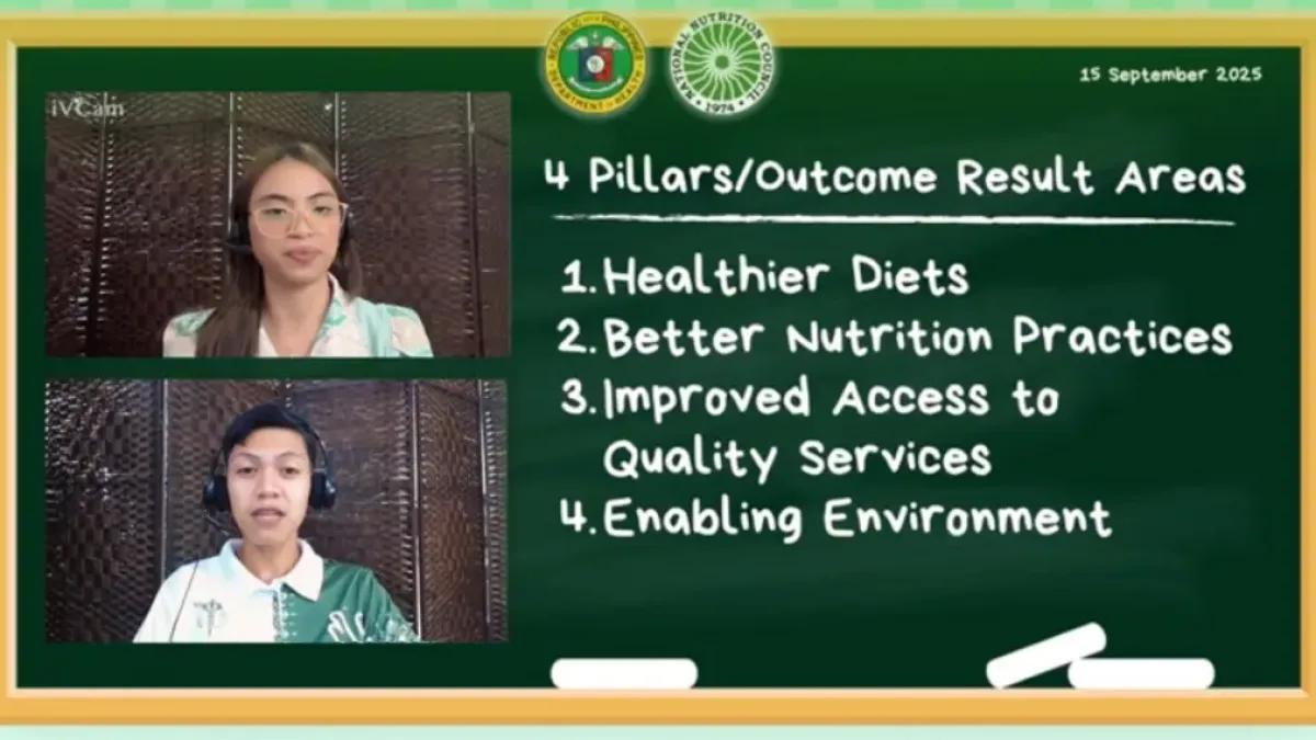NUTRITION EDUCATION: NNC-10 Project Development Officer Candice Margarette Mongas discusses maternal and child nutrition during the Nutrition School-on-the-Air. The 2026 program will offer families practical lessons on nutrition and care during a child’s first 1,000 days. (Screengrab from NNC-10 Facebook page)