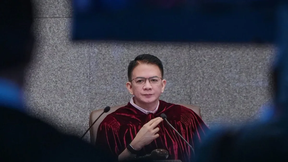 Presiding Officer Francis Escudero and senator-judges inside the Philippine Senate session hall during Vice President Sara Duterte's impeachment trial proceedings.