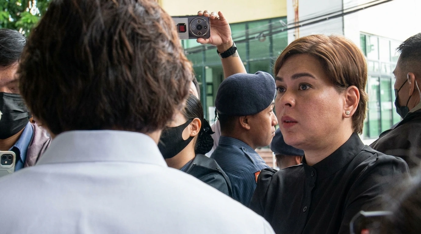 Vice President Sara Duterte addresses the media regarding criminal charges and procedural immunity. Duterte posted ₱360,000 bail in Quezon City for three counts of grave threats while her defense invokes Supreme Court precedent on limited procedural immunity for impeachable officials. (Photo courtesy of Office of the Vice President)