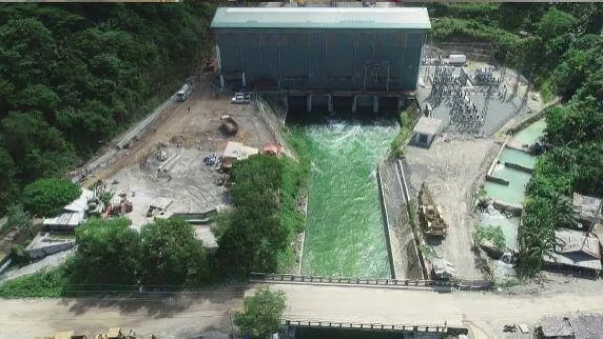 Aerial view of the 1.6-megawatt Agusan Hydroelectric Power Plant operated by First Gen Bukidnon Power Corp. along the Agusan River channel in Barangay Damilag, Manolo Fortich, Bukidnon.